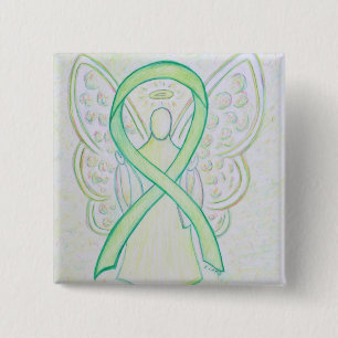 Lime Green Angel Awareness Ribbon Art Lapel Pin