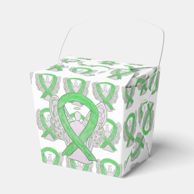 Lime Green Angel Awareness Ribbon Gift Favour Boxe Favour Box (Front Side)