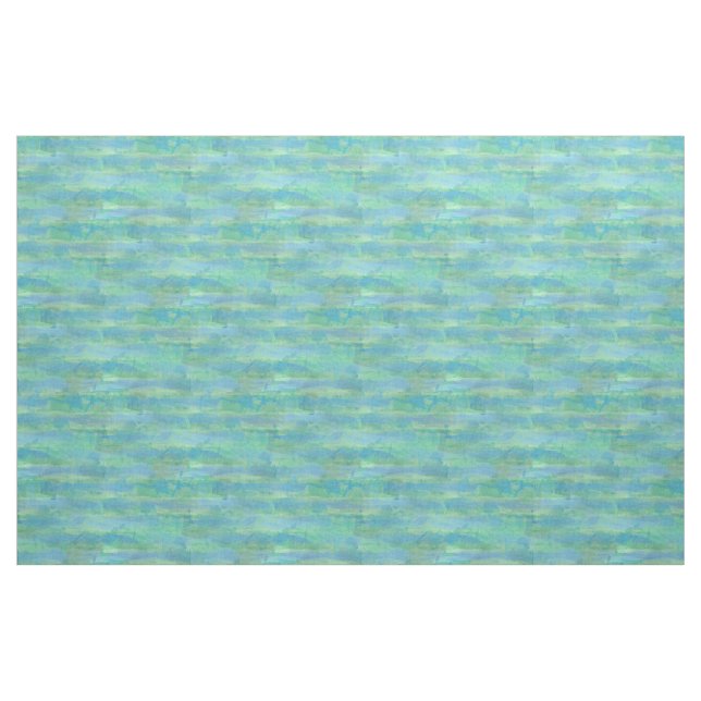 Lime Green Aqua Turquoise Blue Watercolor Pattern Fabric (Fat Quarter)