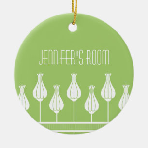 Lime Green Art Deco Floral Door Ornament