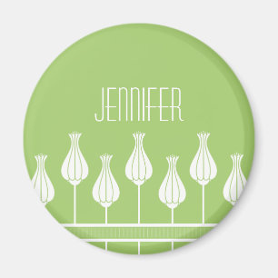 Lime Green Art Deco Floral Magnet