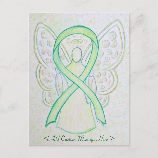 Lime Green Awareness Ribbon Angel Custom Postcard (Front)