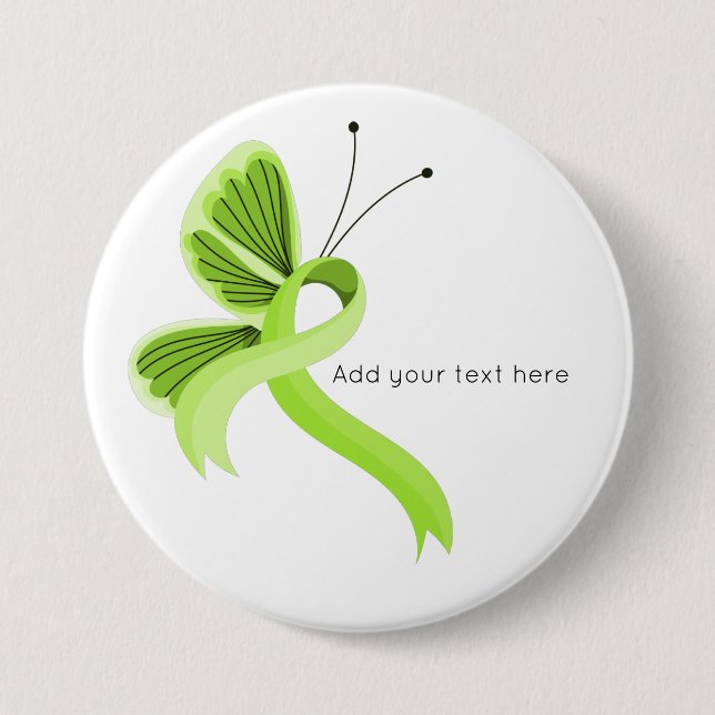 Lime Green Awareness Ribbon Butterfly Button (Front)