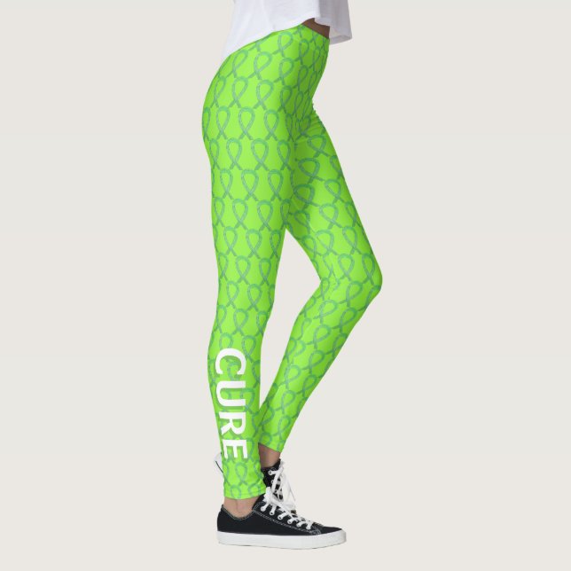 Lime Green Awareness Ribbon Custom Art Leggings (Right)
