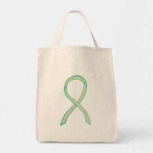 Lime Green Awareness Ribbon Custom Art Tote Bag