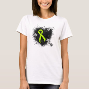 Lime Green Awareness Ribbon Grunge Heart T-Shirt