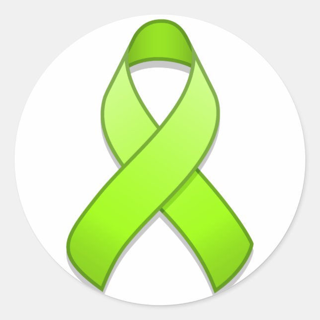 Lime Green Awareness Ribbon Round Sticker (Front)