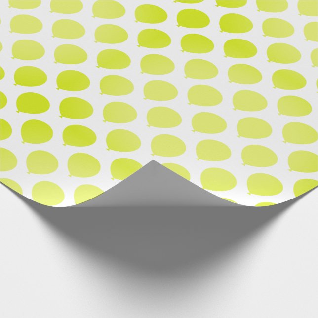 Lime Green Balloons on White Pattern Wrapping Paper (Corner)