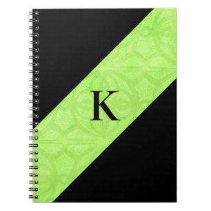 Lime Green Batik Black Monogrammed Notebook