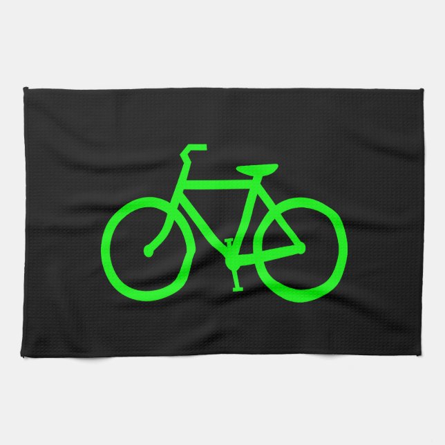 Lime Green Bike Tea Towel (Horizontal)