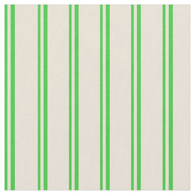 Lime Green & Bisque Coloured Lines/Stripes Pattern Fabric (Close Up)