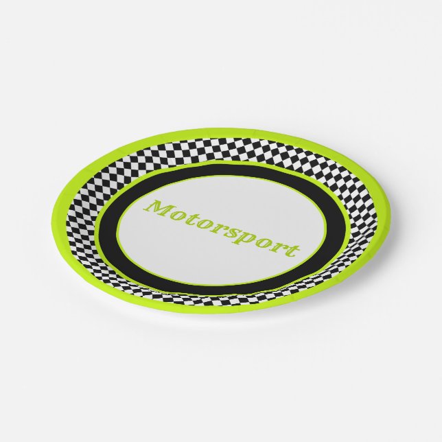 Lime Green Black and White Paper Plate (Angled)