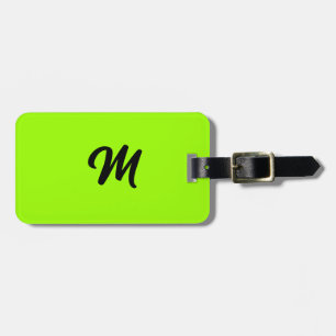Lime Green Black Colourful Monogram Name Gift Favo Luggage Tag