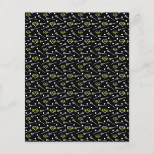 Lime Green Black Lacrosse Stick & Hearts Scrapbook