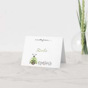Lime Green Black Ladybugs Personalised Note Cards