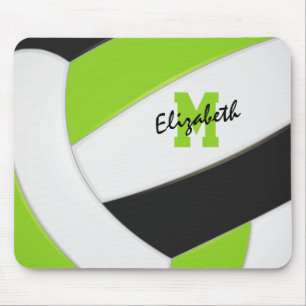 lime green black monogrammed volleyball mouse mat