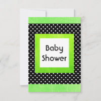 Lime Green & Black Polka Dot Baby Shower Invites