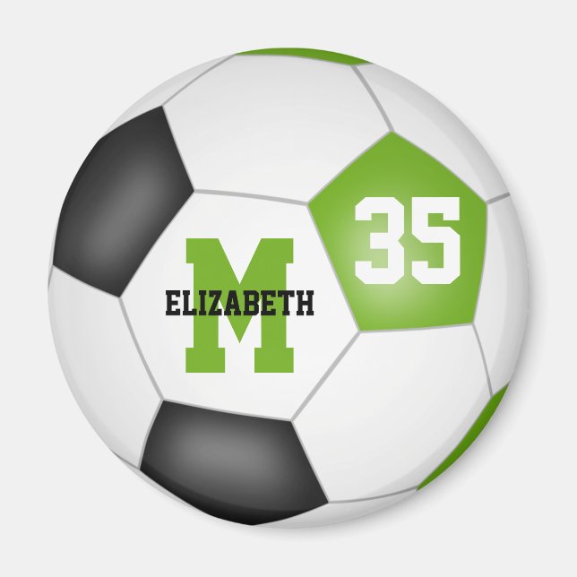lime green black soccer team colours magnet (Front)
