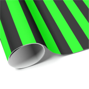 Lime Green/Black Stripe Wrapping Paper