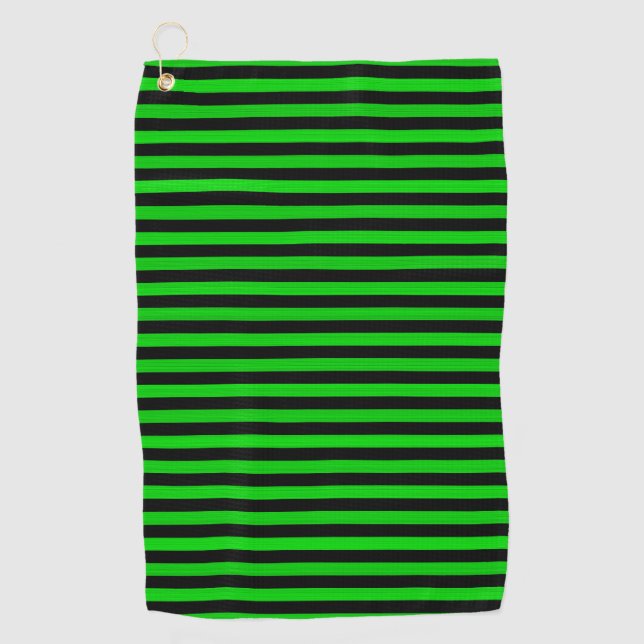 Lime Green Black Stripes Seamless pattern Golf Towel (Front)