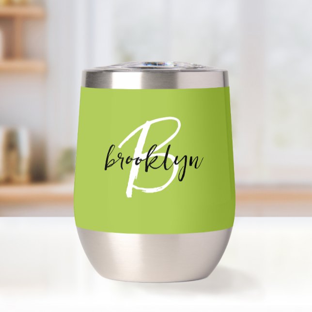 Lime Green Black White Monogram (Creator Uploaded)