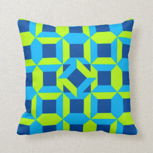 Lime green blue aqua Geometric Throw pillow