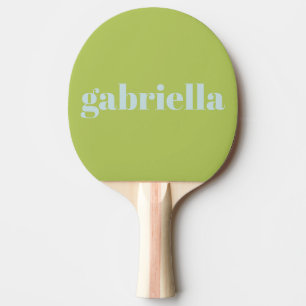 Lime Green Blue Bold Typography Personalised Name Ping Pong Paddle