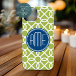 Lime Green & Blue Geometric Pattern Monograms Case-Mate Samsung Galaxy S9 Case<br><div class="desc">A bold,  graphic zig zag design in fresh,  cheerful colours. If you need to adjust the monogram,  click on the customise it button and make changes.</div>