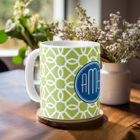 Lime Green & Blue Geometric Pattern Monograms