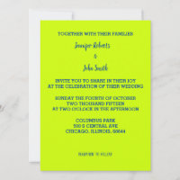 Lime Green Blue Wedding Bright Colourful Simple