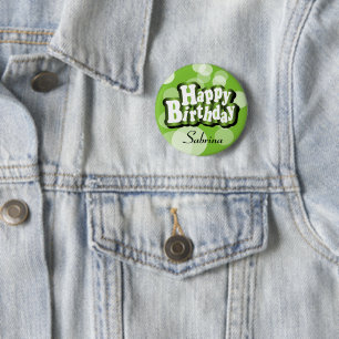 Lime Green Bokeh Birthday Design 6 Cm Round Badge