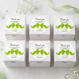 Lime Green Bow Bridal Shower Thank You Favour Classic Round Sticker