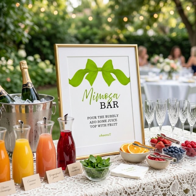Lime Green Bow Mimosa Bar Bridal Shower Sign (Creator Uploaded)