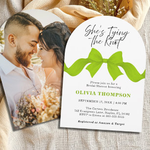 Lime Green Bow She's Tying the Knot Bridal Shower Invitation
