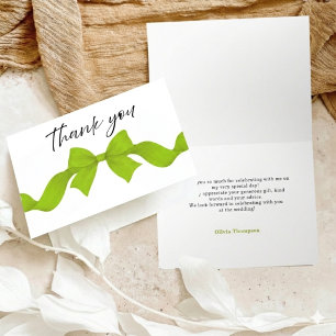 Lime Green Bow She's Tying the Knot Bridal Shower Thank You Card