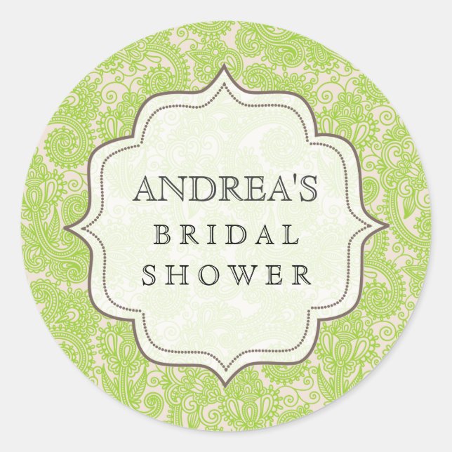Lime Green Bridal Shower Dessert Table Tag Label (Front)
