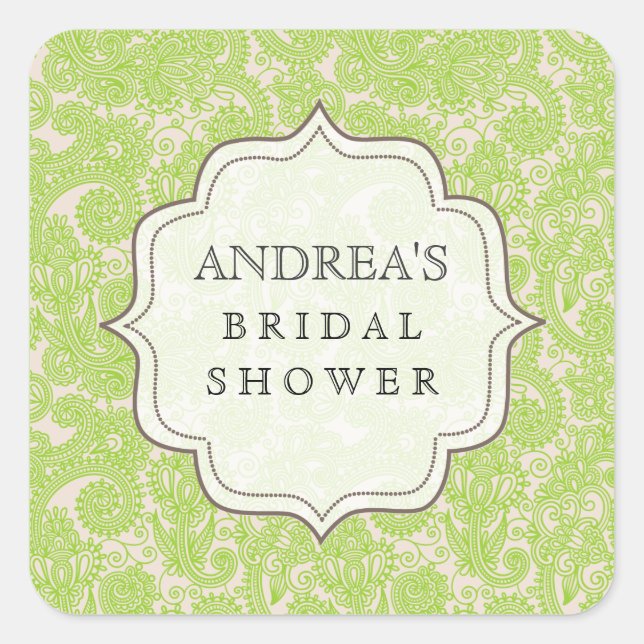 Lime Green Bridal Shower Dessert Table Tag Label (Front)
