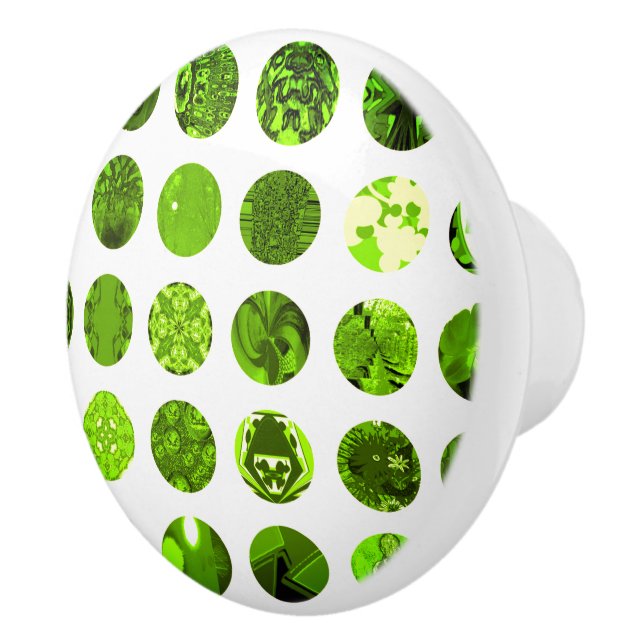 Lime Green Busy Polka Dots Ceramic Knob (Right)