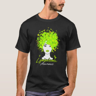 Lime Green Butterflies Lymphoma Awareness Warrior  T-Shirt