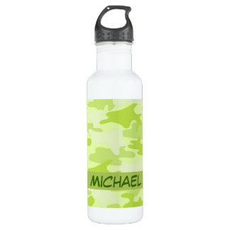 Lime Green Camo Camouflage Custom 710 Ml Water Bottle