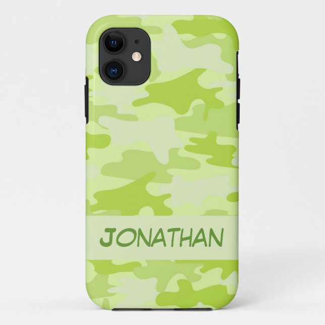 Lime Green Camo Camouflage Name Personalised Case-Mate iPhone Case (Back)