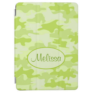 Lime Green Camo Camouflage Name Personalised iPad Air Cover