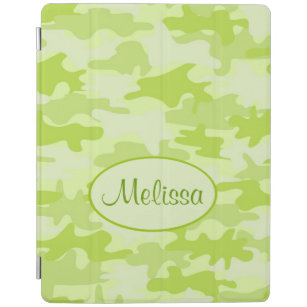 Lime Green Camo Camouflage Name Personalised iPad Smart Cover