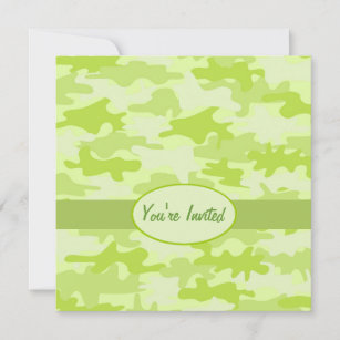 Lime Green Camo Camouflage Party Event Square Invitation