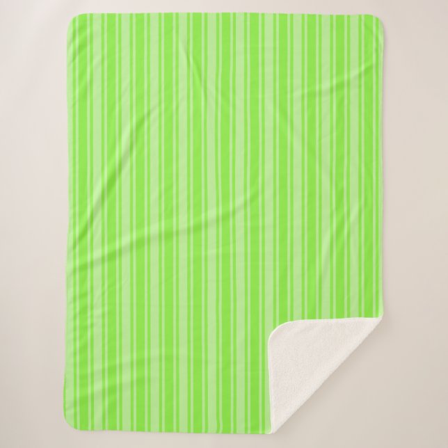 Lime green candy stripes sherpa blanket (Front)