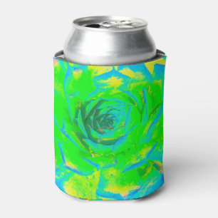 Lime Green Chartreuse Succulent Sedum Rosette Can Cooler