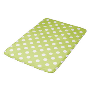 Lime Green Chartreuse & White Polka Dots Dot Bath Mat