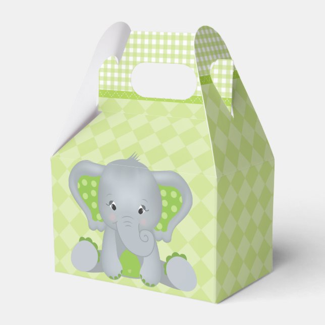 LIME GREEN CHECKERS AND DIAMOND PATTERNS FAVOUR BOX (Front Side)