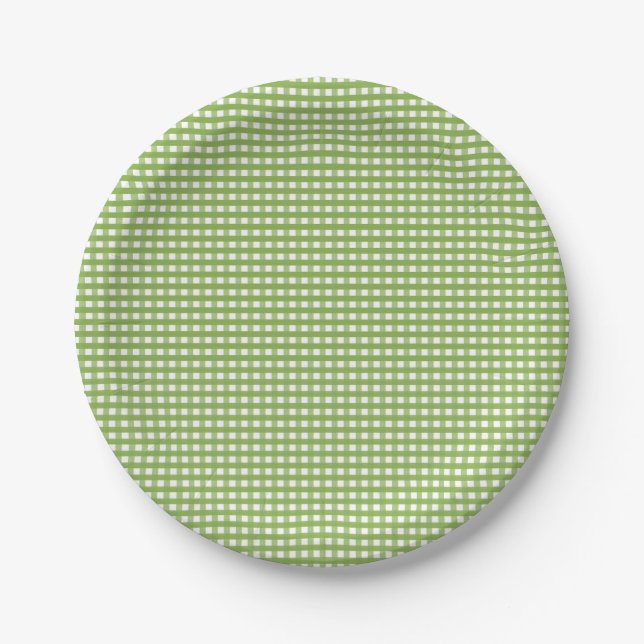 Lime Green chequered pattern Paper Plate (Front)