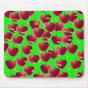 Lime Green Cherry Splash Mouse Mat